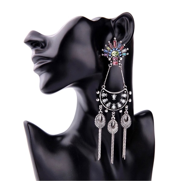 SILVER STATEMENT EARRINGS oversized earrings, jewelry gift for her gift 🎁 - Picture 1 of 6